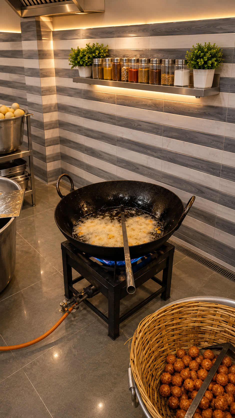 Bandhan Vatika fresh food prep area